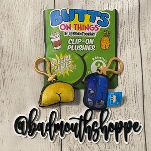 *Brian Cook Art Butts on Things Bag Clip On Plushies - Taco & USPS Mailbox